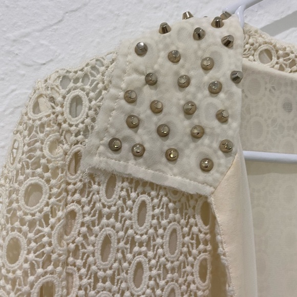 🌸PRICE⬇️• ZARA - Dressy Cream Knit Coat - size Large - Picture 4 of 8